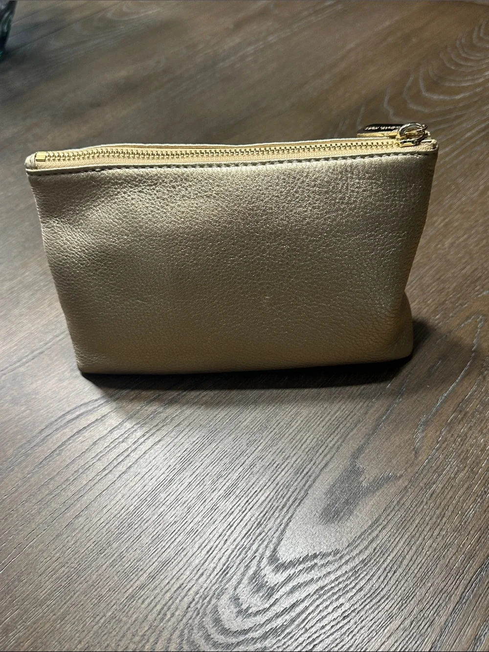 Michael Kors Metallic Gold Leather Cosmetic Pouch